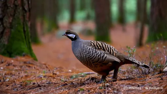 Wood Grouse in Serene Pine Forest Captured Gracefully – AI Generated Video | Hailuo AI