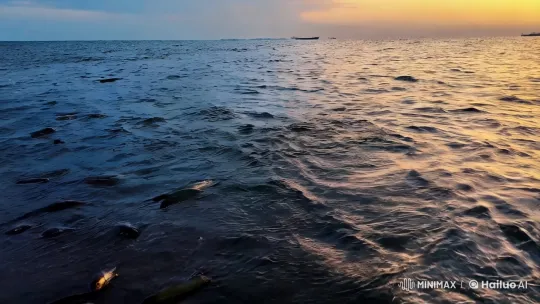 Tragic Beauty: Pollution's Impact on Marine Life at Dawn – AI Generated Video | Hailuo AI