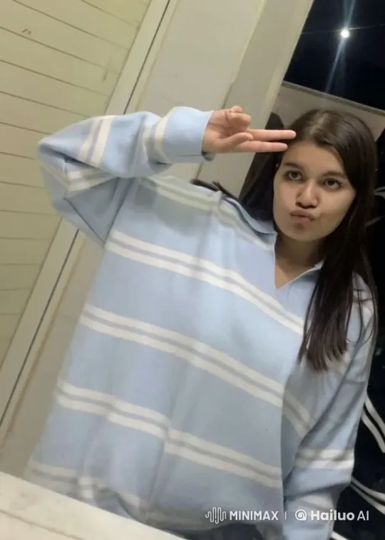 Young Woman Smoking in Mirror with Night Sky Background – AI Generated Video | Hailuo AI