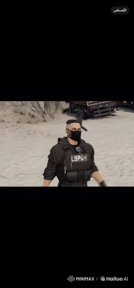 Desert Scene: Officer Smokes Amidst Tension – AI Generated Video | Hailuo AI