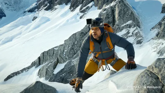 Climber Faces Peril and Bear on Everest – AI Generated Video | Hailuo AI