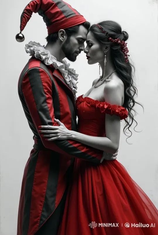 Romantic Couple Embraces in Elaborate Costumes – AI Generated Video | Hailuo AI