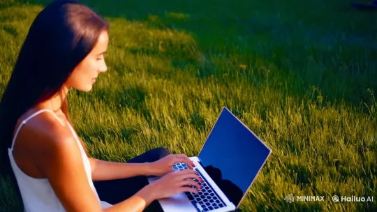 Focused Graphic Designer in Serene Outdoor Setting – AI Generated Video | Hailuo AI