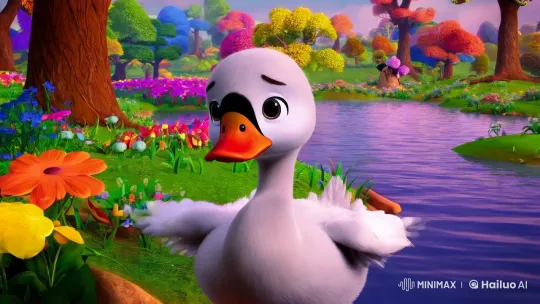 Baby Swan Searches for Mom in Enchanting Animated Landscape – AI Generated Video | Hailuo AI