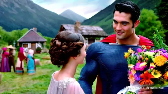 Superman Expresses Love with Mountain Flowers – AI Generated Video | Hailuo AI