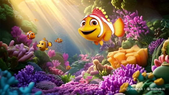 Vibrant Pixar-Style Underwater Adventure with Clownfish – AI Generated Video | Hailuo AI
