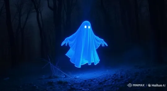 Glowing Ghost Drifts Through Dark, Haunted Forest – AI Generated Video | Hailuo AI