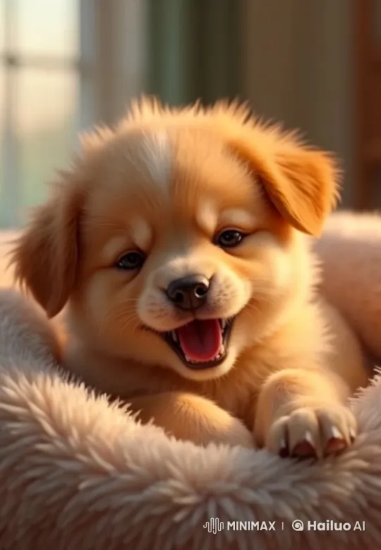 Puppy Wakes Up with Playful Yawns and Barks – AI Generated Video | Hailuo AI