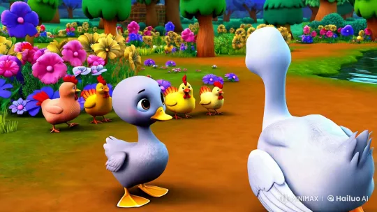 Colorful Barnyard: Cygnet's Quest for Family and Identity – AI Generated Video | Hailuo AI