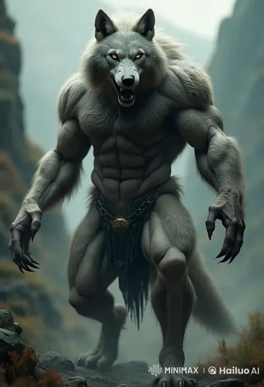 Powerful Werewolf in Suspenseful Canyon Scene – AI Generated Video | Hailuo AI