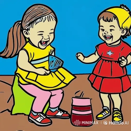 Joyful Girls Laughing in Cartoon Play – AI Generated Video | Hailuo AI