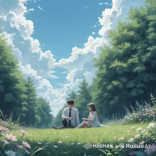 Peaceful Meadow Couple Amidst Blooming Nature – AI Generated Video | Hailuo AI