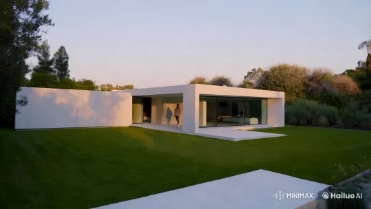 Minimalist Modern House Showcased in Harmonious Setting – AI Generated Video | Hailuo AI