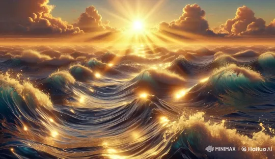 Golden Sunset Over Sparkling Ocean Waves – AI Generated Video | Hailuo AI