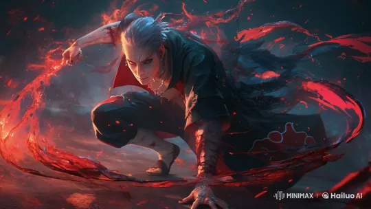 Dynamic Character Vanishes in Red Energy Surge – AI Generated Video | Hailuo AI