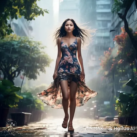 Graceful Model Walks Through Animated Urban Night – AI Generated Video | Hailuo AI