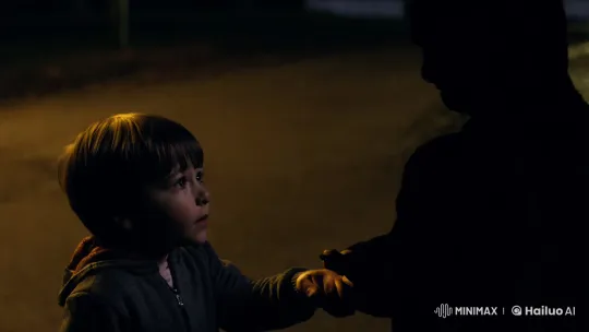 Child Follows Shadow Figure on Lonely Street – AI Generated Video | Hailuo AI