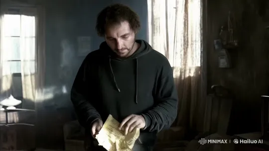 Man Seeks Connection in Dimly Lit Room – AI Generated Video | Hailuo AI