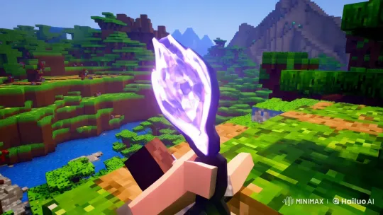 Minecraft Aesthetic: Player with Sarva in Vibrant Landscape – AI Generated Video | Hailuo AI