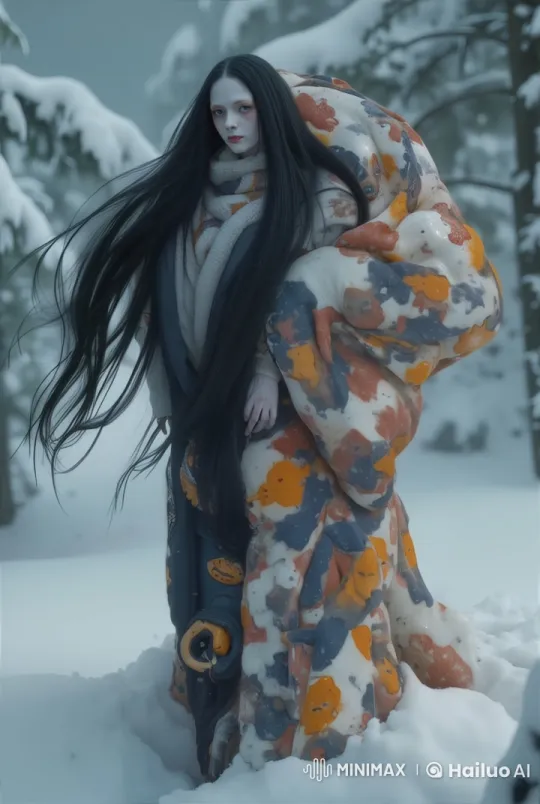 Live2D Animated Figure in a Serene Winter Landscape – AI Generated Video | Hailuo AI