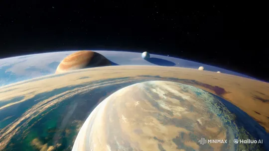 Cosmic Panorama: Planets in Serene Starlight – AI Generated Video | Hailuo AI