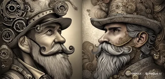 Steampunk Gentlemen Engage in Animated Discussion – AI Generated Video | Hailuo AI