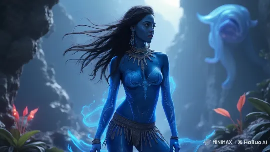 Avatar Explores Bioluminescent Underwater Wonderland – AI Generated Video | Hailuo AI