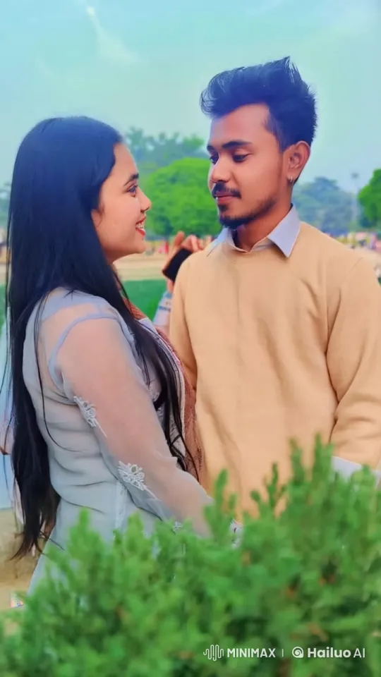Young Couple Shares Intimate Kiss in Park – AI Generated Video | Hailuo AI