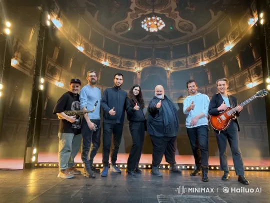 Musicians Perform Synchronized Dance and Salute on Stage – AI Generated Video | Hailuo AI