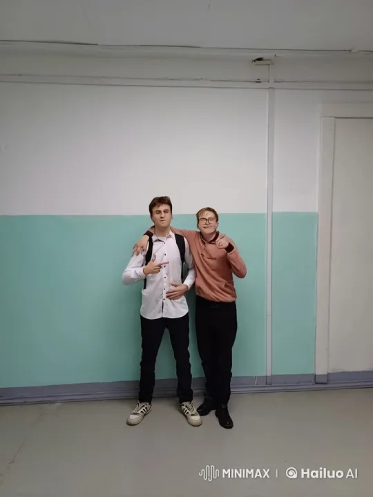 Young Friends Share Affection in Hallway – AI Generated Video | Hailuo AI