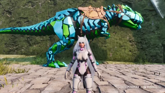Futuristic Cat Woman Prepares for Battle Against Tek Rex and Monsters – AI Generated Video | Hailuo AI