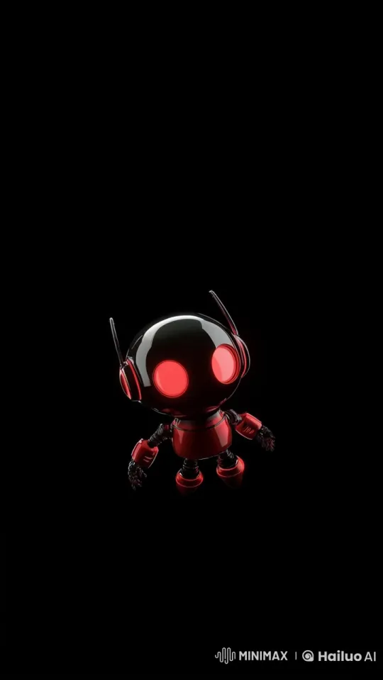 Cute Red Robot in Zero-Gravity with Interactive Holograms – AI Generated Video | Hailuo AI