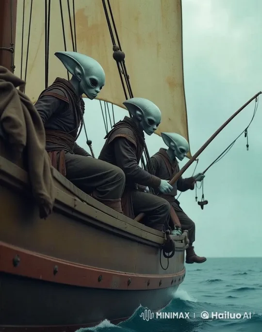 Calm Sea Fishing Scene with Hooded Figures in Live2D Animation – AI Generated Video | Hailuo AI
