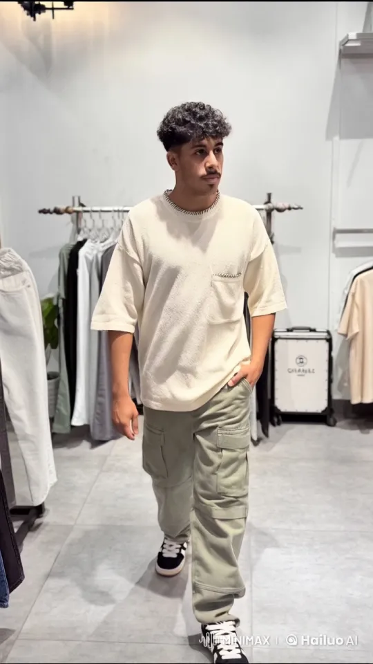 Young Man Struts Confidently into the Fashion Boutique – AI Generated Video | Hailuo AI