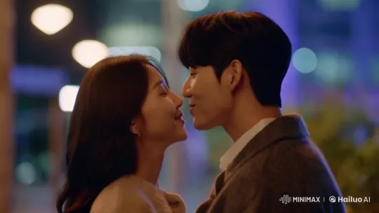 Couple's Intimate Kiss in Artistically Lit Urban Setting – AI Generated Video | Hailuo AI