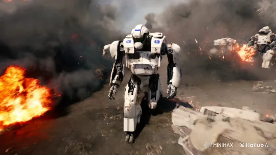 High-Speed POV of Androids in Battle Chaos – AI Generated Video | Hailuo AI