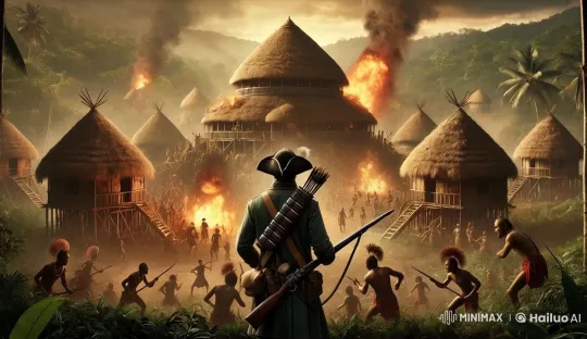 Village Invasion: Dramatic Confrontation in Lush Setting – AI Generated Video | Hailuo AI