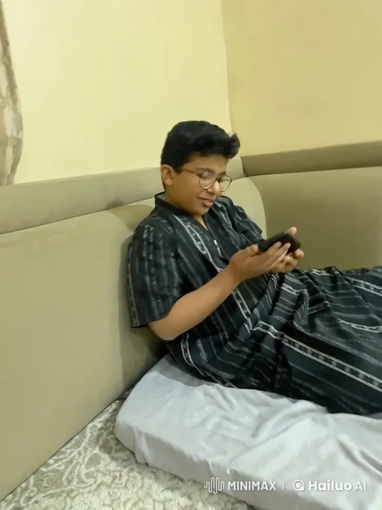 Young Person Relaxing with Phone on Couch – AI Generated Video | Hailuo AI
