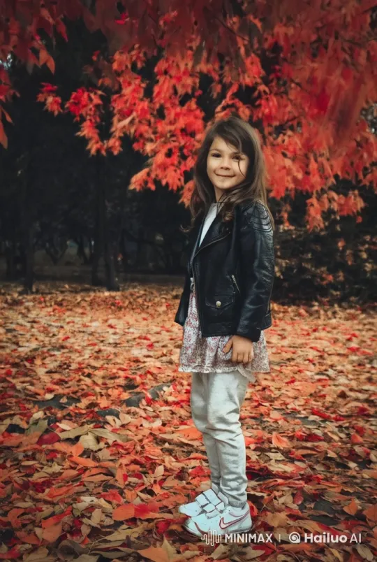 Autumn Serenity: Girl Amidst Vibrant Fall Leaves – AI Generated Video | Hailuo AI