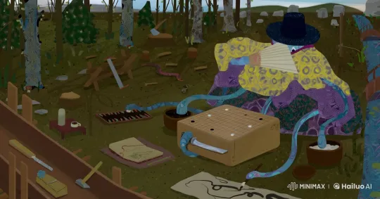 Octopus Plays Go in Peaceful Forest Setting – AI Generated Video | Hailuo AI