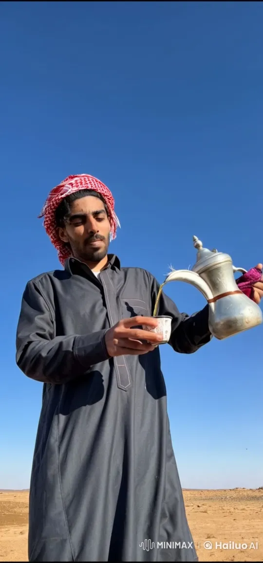 Desert Serenity: Traditional Tea and Cigarette Ritual – AI Generated Video | Hailuo AI