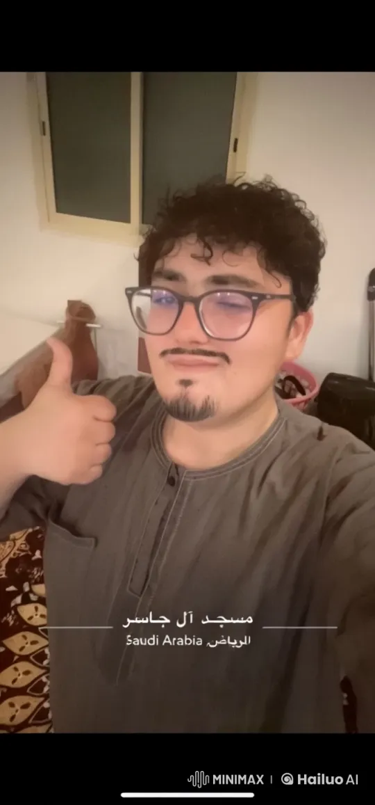 Person Smoking in Traditional Attire at Al Jasser Mosque – AI Generated Video | Hailuo AI