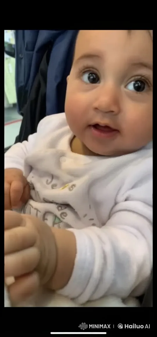 Content Infant in White Shirt with Gentle Arm Movements – AI Generated Video | Hailuo AI