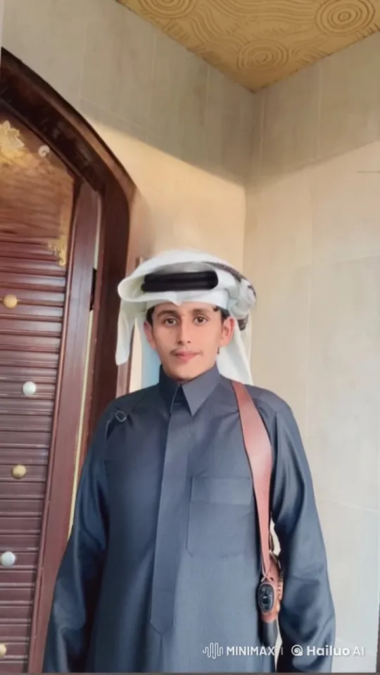 Person in Traditional Attire Smoking by Ornate Wooden Door – AI Generated Video | Hailuo AI