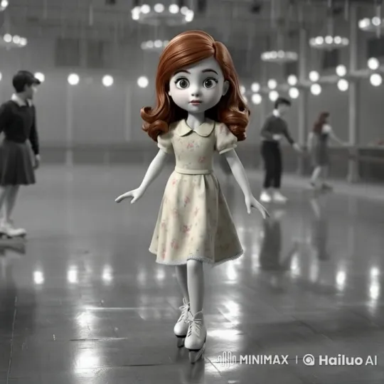 14-Year-Old Doris Skates Gracefully in 1950s Roller Rink – AI Generated Video | Hailuo AI