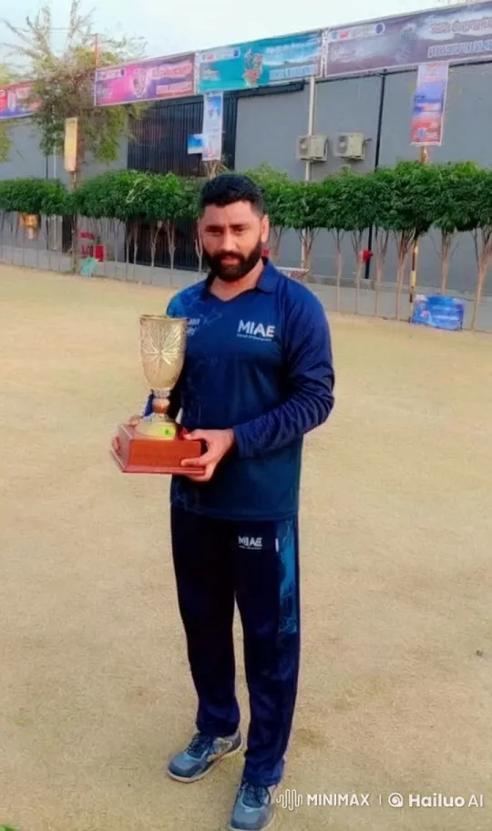 Person Showcases Trophy at Sports Ground Celebration – AI Generated Video | Hailuo AI