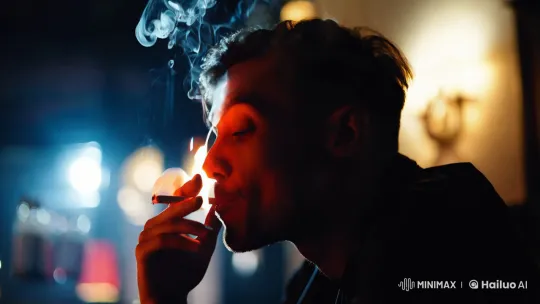 Intimate and Elegant Smoking Scene in Artistic Lighting – AI Generated Video | Hailuo AI
