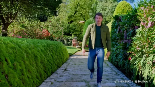 Young Man Overcomes Adversity, Ascends in Serene Garden – AI Generated Video | Hailuo AI