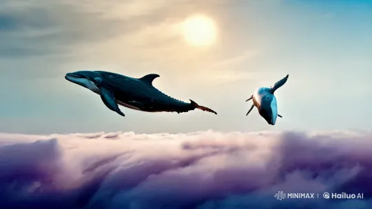 Whales Perform Ethereal Ballet in Majestic Sky Setting – AI Generated Video | Hailuo AI