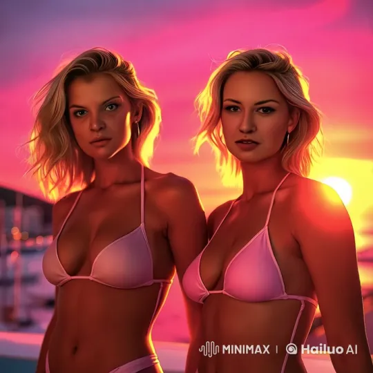 Intimate Sunset Kiss Between Two Women – AI Generated Video | Hailuo AI